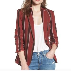 Mural Stripped Medium Rayon - Polyester Long Sleeve Blazer